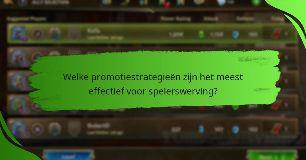 Welke promotiestrategieën zijn het meest effectief voor spelerswerving?